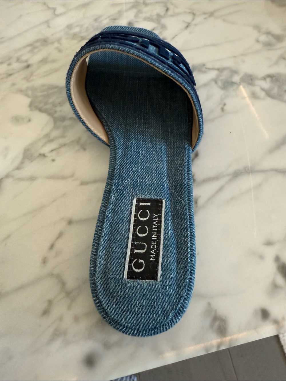 Gucci Blue Denim Slide Sandals size 37 - Picture 3 of 5